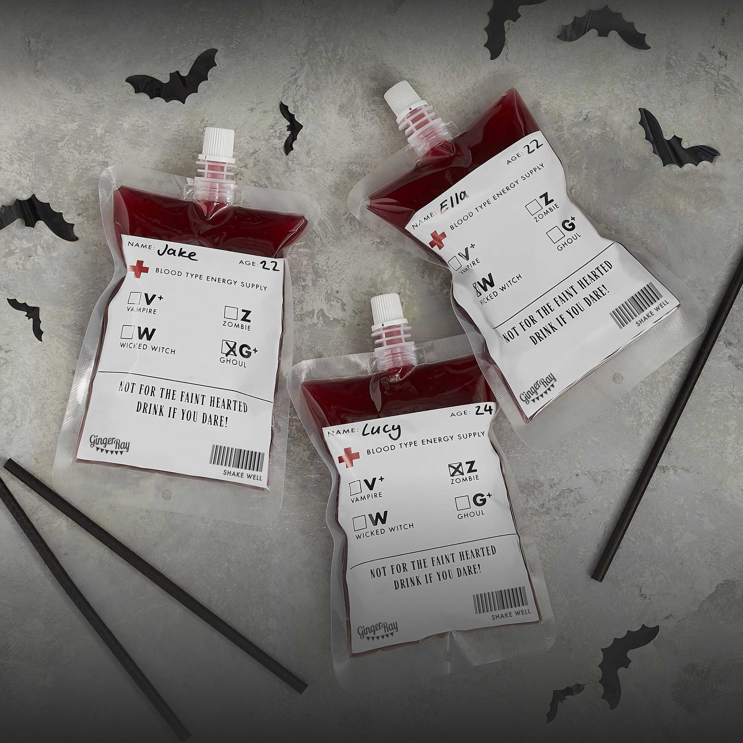 Halloween Blood Bag Drinks Pouches With Straws Halloween Etsy UK