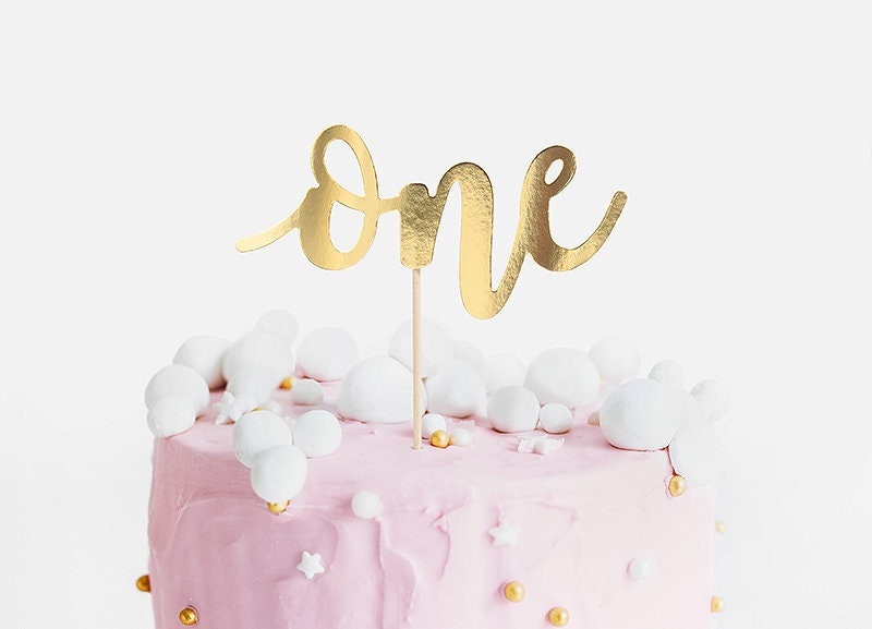 Gold one cake topper -  France