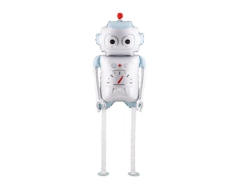 青いロボットおもちゃ、ブリキの金属製ロボットおもちゃ、可動部分の