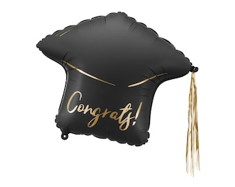 Graduation Hat" Congrats" Foil Balloon with golden tassel, Graduation Balloon, Balloon for Graduate, Customised Graduation Balloon