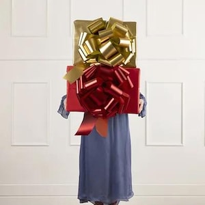 Lazo gigante dorado o rojo para tirar, 30 cm o 40 cm, Lazo gigante dorado para tirar, Lazos grandes para tirar, Lazo dorado gigante, Lazos para envolver regalos, Lazo gigante para regalo