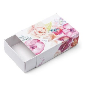 4 Liberty Vintage Floral Match Boxes, 6X4cm, Vintage Gift Box, Pink Flower Print Box, Floral Favour Boxes, Vintage Paper Boxes, Match Boxes