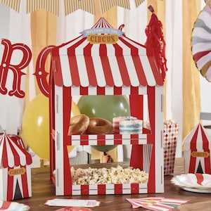 Zirkus Essen Stand, Zirkus Imbiss, Zirkus-Themenparty, Zirkus Essen, Kirmes-Thema, Zirkus-Geschirr, Kindergeburtstag