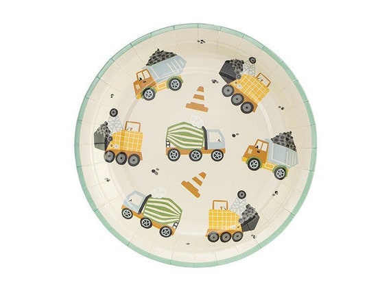 6 Construction Themed PaperPlates, Small Constructiom Plates, Construction Birthday Party, Construction Themed Birthday Party