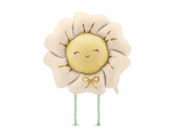 Walking Beige Flower Foil balloon, Flower Balloon, Floral Foil Balloon, Floral Themed Decorations, Daisy Balloon, Walking Balloon, Cream