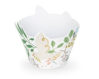 鳩のカップケーキラッパー6枚、聖体拝領カップケーキラッパー、洗礼カップケーキラッパー、聖体拝領カップケーキラッパー、鳩