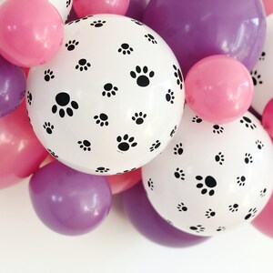 Paw Balloon Garland Kit 1m/3.5ft or 2m/7ft Skye Dog Party Paw Patrol Party Decor Cat Party Purple Pink image 5