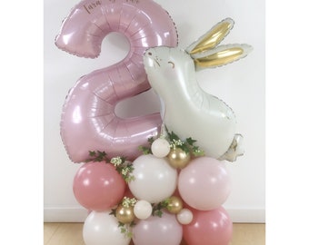 DIY Pink Bunny Balloon Sculpture, Bunny Birthday Balloon Sculpture, Bunny Balloon Stack, Bunny Sculpture, Bunny Party Decorations