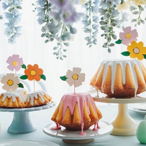 Cake Toppers Flowers Set, 13 cm, Cake Topper, Floral Cake Topper, Mum Cake Topper, Spring Decoration, Mother&#39;s Day, Spring Cake Topper