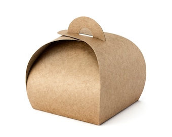 10 Kraft Favour Boxes, 2 sizes available, 6 x 6 x 5.5 cm (2.35in x 2.15in) and 8.5 x 8.5 x 7 cm (3.35in x 2.75in)
