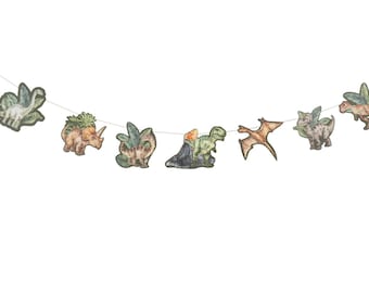 Dinosaur Paper Garland, 14cmx1.5m, Dinosaur Birthday Banner, Dinosaur Bunting, Dinosaur Birthday Party, Dino Banner, Dino Garland, T-Rex