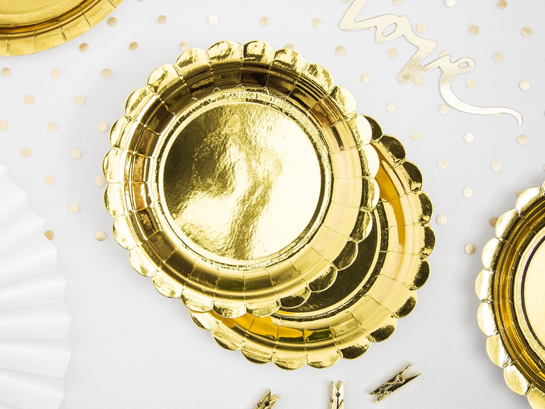 Gold Paper Plates Gold Tableware Gold Plates Set of 6 Etsy