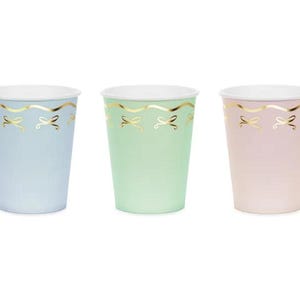 6 gobelets en papier pastel, jolis gobelets en papier pastel, gobelets pour baby shower, gobelets en papier métallisé doré, gobelets en papier pastel, jolis gobelets en papier, princesse