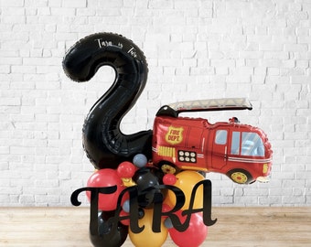 DIY Large Fire Engine Balloon Sculpture, High Quality Firetruck Balloon Stack, Firetruck Sculpture, Fireman Birthday Decorations