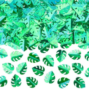 Tropical Palm Leaves Confetti, Green Palm Leaves Confetti, Green Foil Confetti, Jungle Party Decor, Aloha Party, Palm Leaves Table Decor