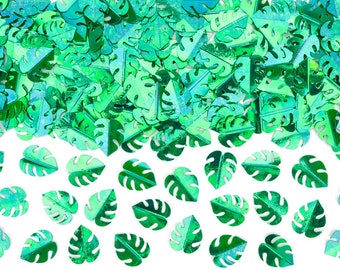 Tropical Palm Leaves Confetti, Green Palm Leaves Confetti, Green Foil Confetti, Jungle Party Decor, Aloha Party, Palm Leaves Table Decor