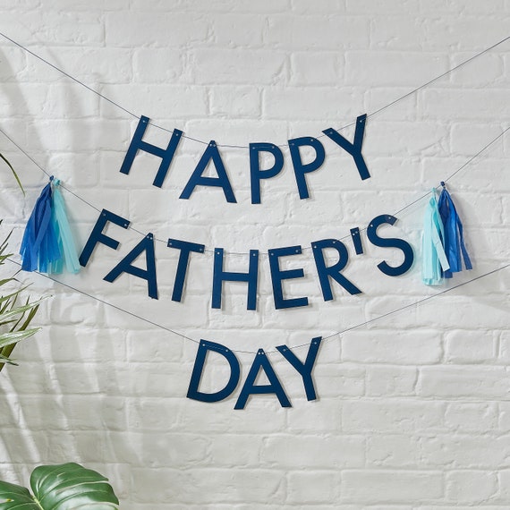 Happy Father's Day Bunting with Tassels, Father's Day Banner,Fathers Day, Happy Fathers Day, Blue Bunting, Blue Banner, Banner with Tassels