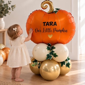 DIY Pumpkin Balloon Sculpture, Add your own wording, Pumpkin Balloon Stack, 100cm/39in tall