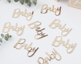 Gold 'Baby' Confetti, Baby Confetti, Baby Shower Confetti, Gold Baby Shower Decorations, Gender Reveal Decorations, Baby Girl, Baby Boy