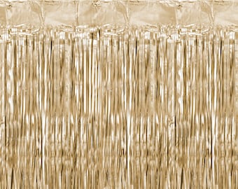 Matt Goldener Partyvorhang - 2,5 m Länge - 90 cm Breite - Goldener Hintergrund - Geburtstagsfeier - Fransenvorhang - Gold Partydekorationen