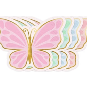 12 Butterflies Paper Napkins, Butterfly Napkins, Butterfly Party Decorations, Butterflies Party Theme, Fairy Paper Napkins, Pastel Napkins