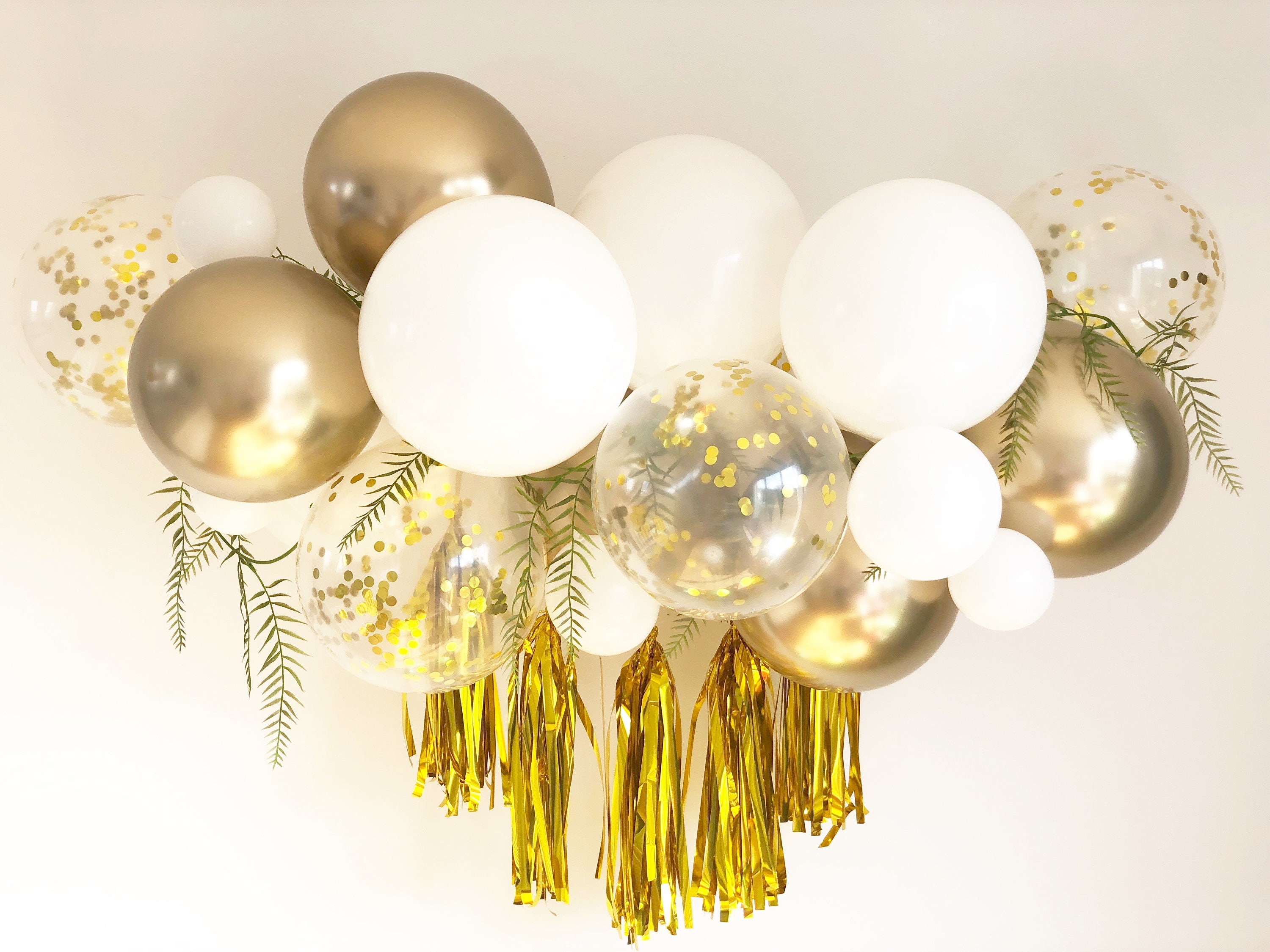 Elegant White and Gold Balloon Garland Kit Gold Confetti Balloons DIY  Wedding Decor 