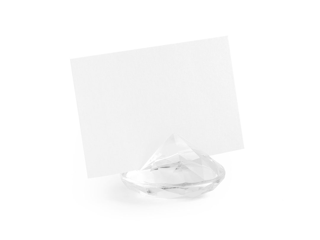 10 Diamond Place Card Holders, Clear Diamond Place Card Holders, Wedding Place Card Holders