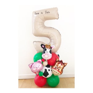 DIY Green Farm Balloon Sculpture, 1.4m/55in, Boy&#39;s Farm Animal Balloon, DIY Kit, Farm Animal Balloons, Number Balloon, Farm Animal, Balloons