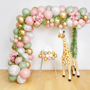 Dusky Pink and Sage Green Safari Balloon Arch, Safari Balloon Arch, Girl Safari Balloon Arch, Pink and Green Balloon Arch, Girl Wild One