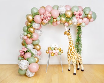 Dusky Pink and Sage Green Safari Balloon Arch, Safari Balloon Arch, Girl Safari Balloon Arch, Pink and Green Balloon Arch, Girl Wild One