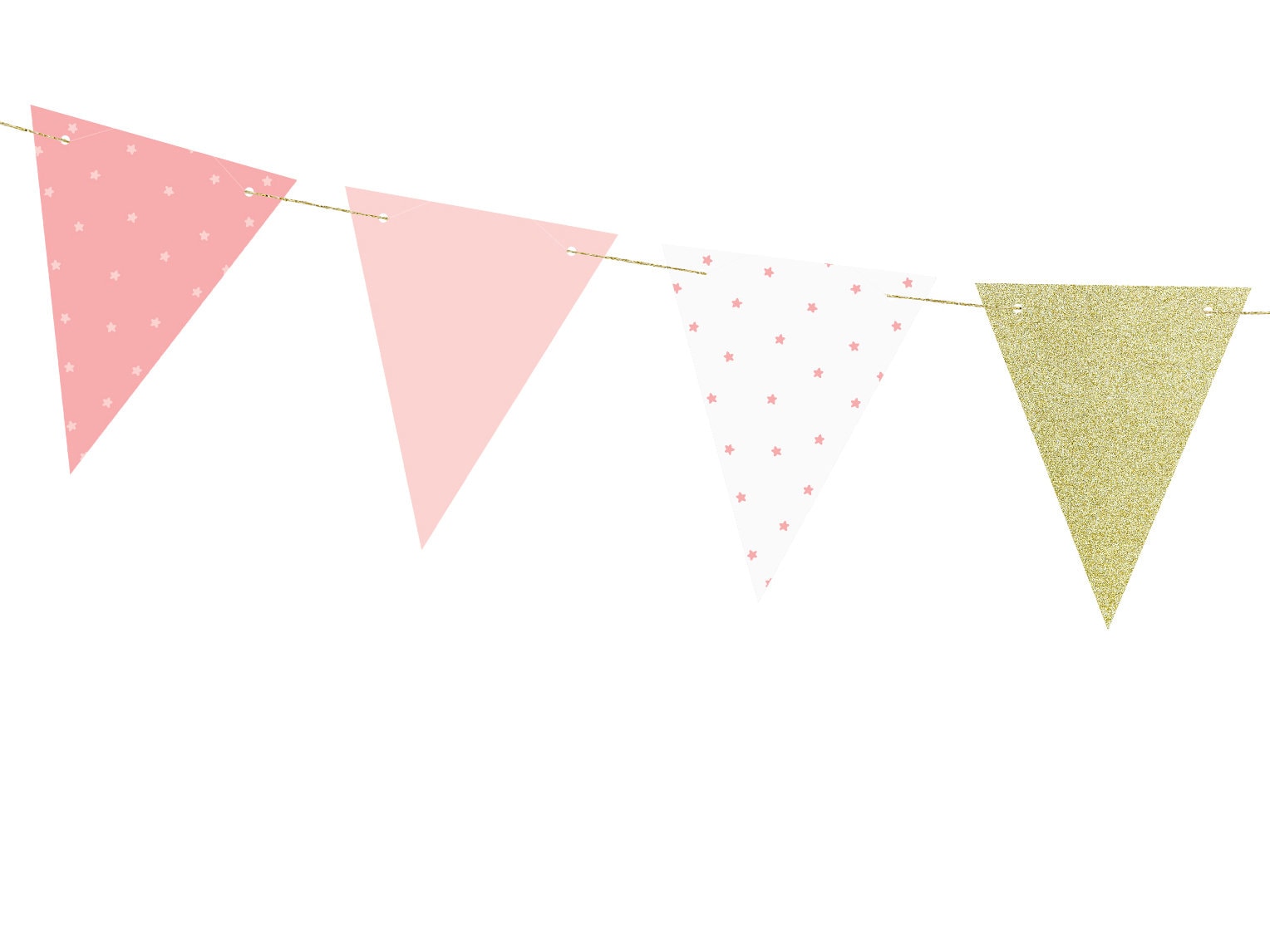 Sparkling Gold and Pink Paper Bunting - Banner - Glittery Gold - 1.3m/4 ...