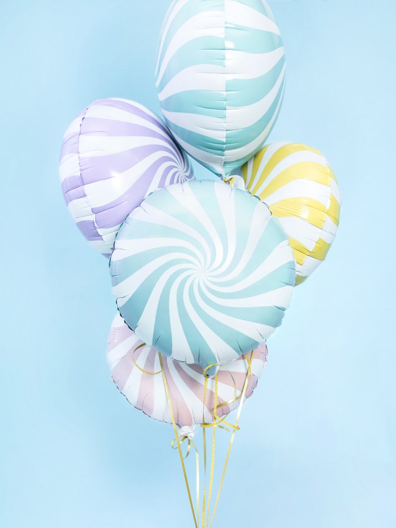 Lollipop Foil Balloon, 30cm/14in, Candy Balloons, Lollipop Balloons, Pastel Coloured Balloons, Candy Party Decorations, Ice Cream Party image 4