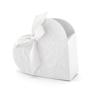 Lot de 10 coffrets cadeaux en forme de coeur blancs, merci, coffrets cadeaux blancs, coffrets mariage blancs, coffrets cadeaux