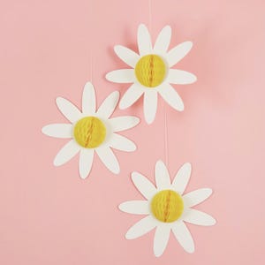 3 grandi favi di margherite, festa a tema margherite, festa in giardino primaverile, decorazioni pasquali, decorazioni di carta, tavola di Pasqua, favi di margherite