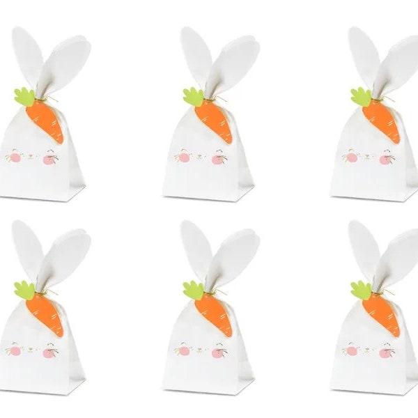6 Small Bunny Treat Bags, Bunny Favour Bags, Bunny Gift Bags, Easter Paper Bags, Easter Favour Bags, Bunny Party Decorations