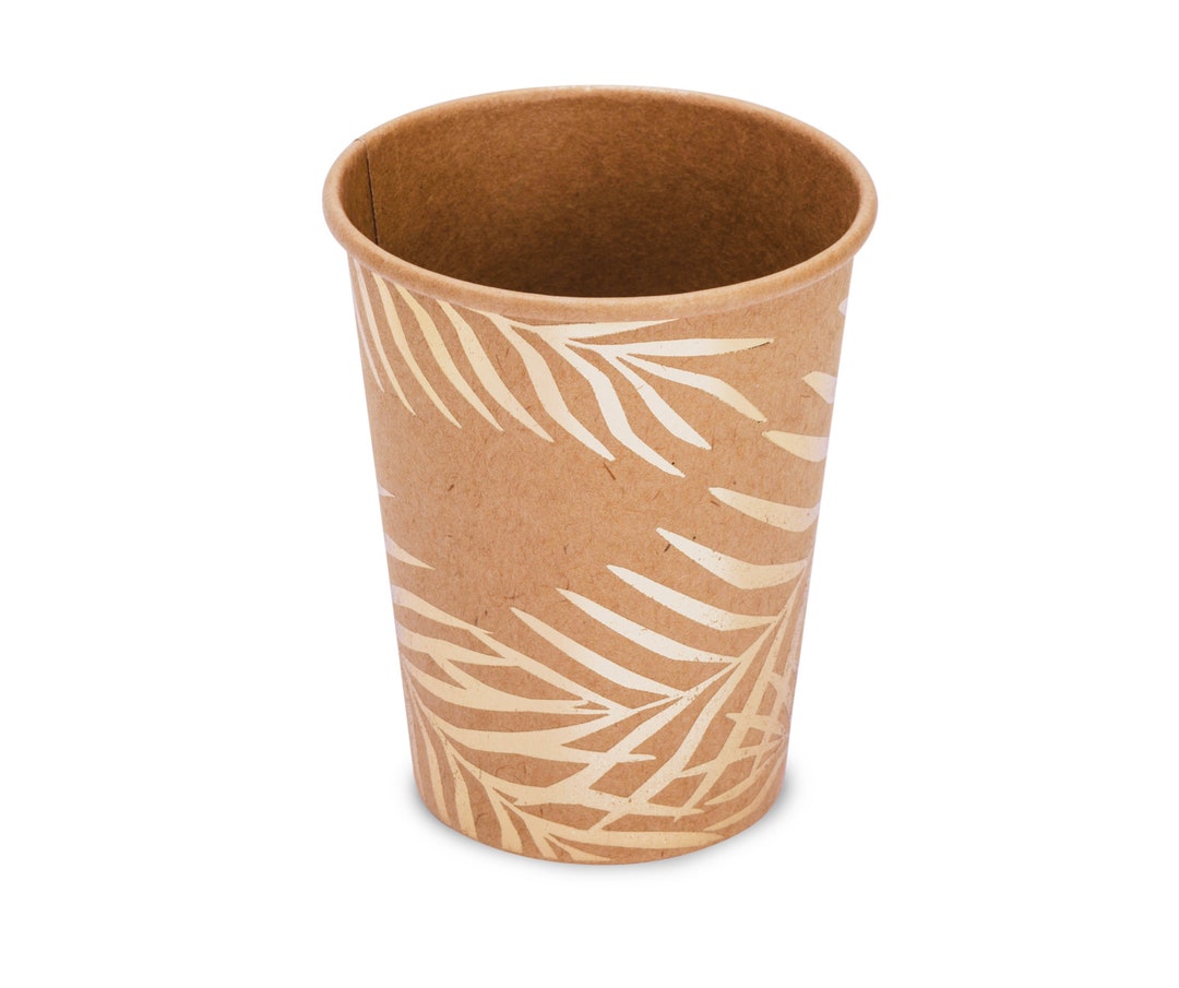 Tropical Kraft Paper Cups, Gold Palm Leaves Cups, Tropical Paper Cups ...