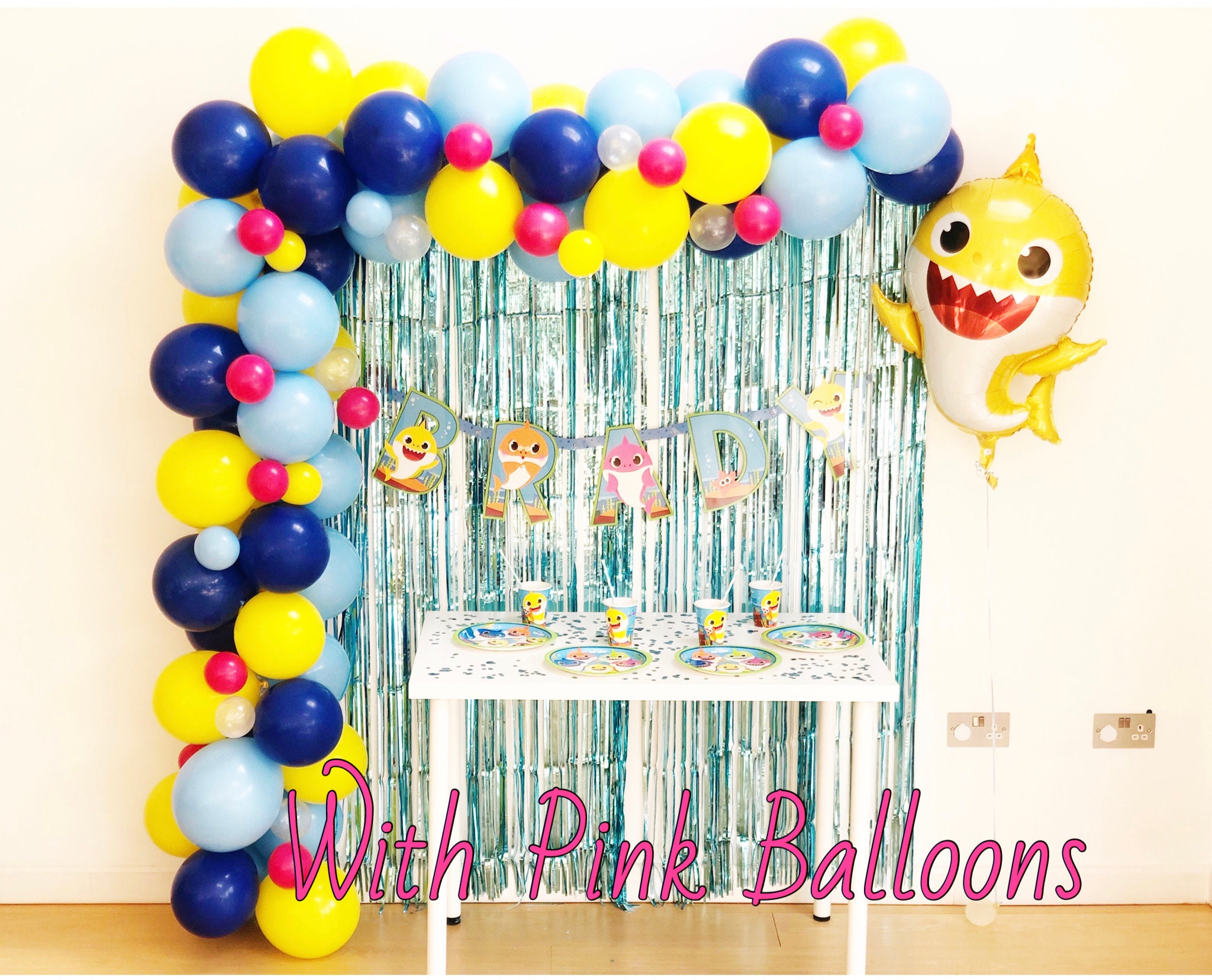 Baby Shark Balloon Garland With or Without Pink, Baby Shark Party