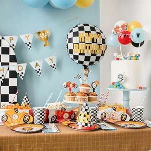 6 Racing Party Hats, Racing Car Party Hats, Racing Car Themed Party, Kids Party, First Birthday, Kids Birthday, Kids Party Decorations image 4