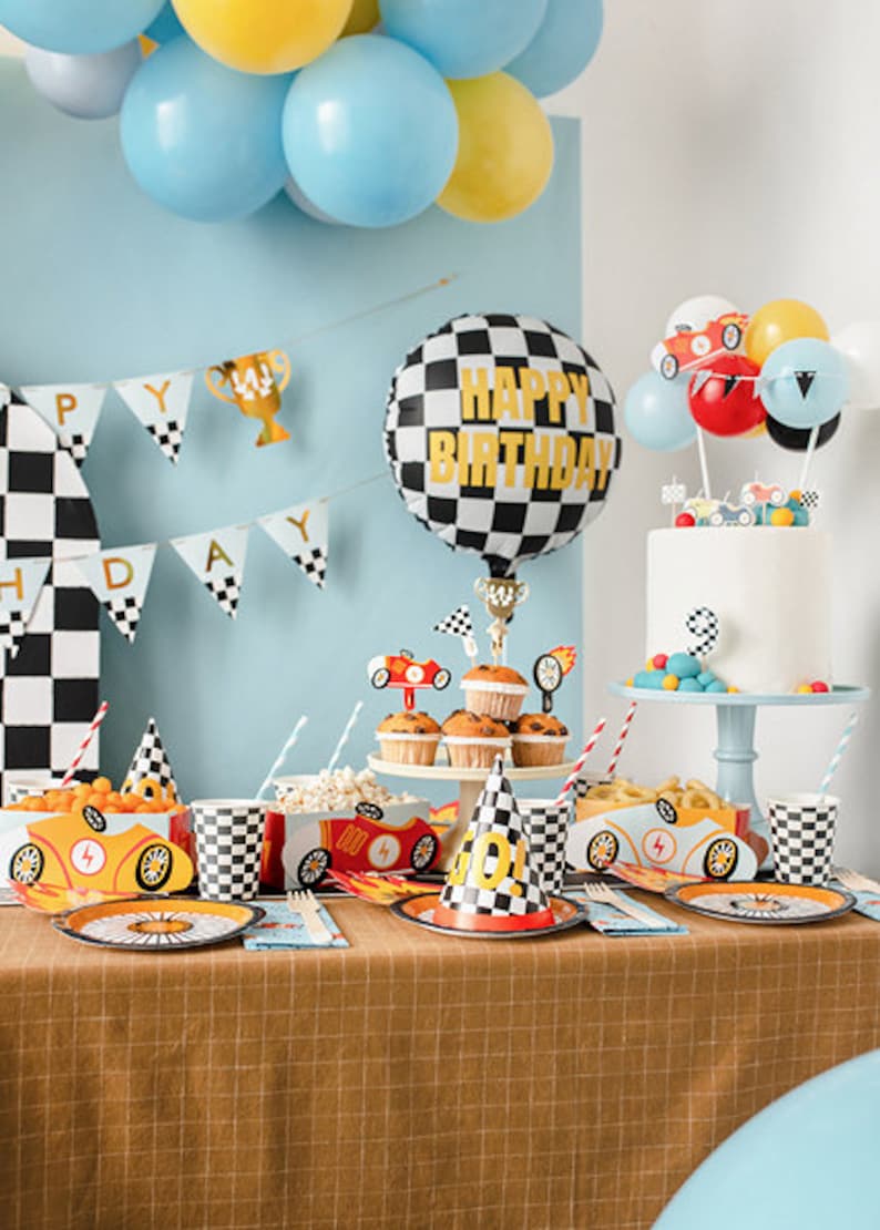 6 Racing Party Hats, Racing Car Party Hats, Racing Car Themed Party, Kids Party, First Birthday, Kids Birthday, Kids Party Decorations image 4