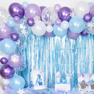 Kit de suministros de fiesta de cumpleaños de Frozen 6, decoraciones de  fiesta de invierno del país de las maravillas con guirnalda de globos