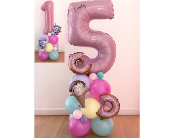 DIY Large 55" Candy or Unicorn  Birthday Balloon Sculpture, Pastel Coloured Balloon Sculpture , DIY Kit, No helium required, Number Balloon