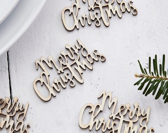 Wooden Merry Christmas Confetti, 20 in each pack, Wooden Christmas Decorations, Christmas Crafting Confetti, Merry Christmas, Rustic Xmas
