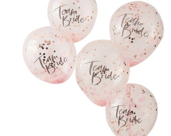 Globos de confeti florales color oro rosa para el equipo de la novia, globos de confeti para despedida de soltera, globos de confeti rosas, despedida de soltera, decoraciones para despedida de soltera,