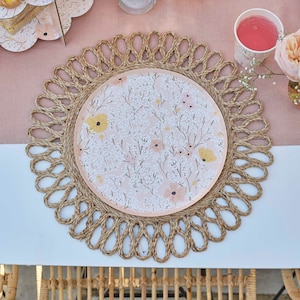 8 Pink Floral Paper Plates, Spring Garden Party, Floral Baby Shower, Flower Plates, Paper Decorations, Her Birthday, Pretty Paper Plates