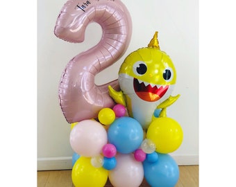 Baby Shark Balloons Garland Kit , Two Shark Birthday Party, Baby