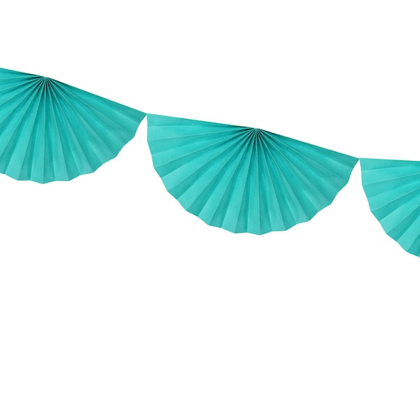 Long Teal Fan Garland - 3m/10ft long and 30cm/12inch wide - Malachite - Tissue Garland - First Birthday - Turquoise Party Decor - Banner