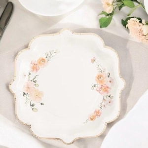 8 vintage papieren borden met bloemen, papieren borden met bloemen, papieren borden met bloemen, afternoon tea-decoraties, servies met bloemen, Moederdag, tuinfeest