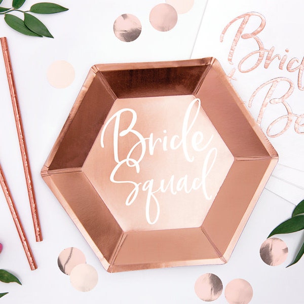 Bride Squad Paper Plates - Rose Gold Bride Squad Plates - Hen Do Plates - Hen Party Plates - Rose Gold Hen Party - Plaques de douche nuptiale