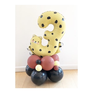 DIY großer Geparden-Skulptur zum 3.Geburtstag, Nummer 3 Gepardenballon, Safari-Partydekoration, Leopard, Gepard
