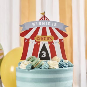 Aanpasbare circustaarttopper, circustaarttopper, circusthemafeest, circustaarttopper, circustaartversieringen, circusthemataart